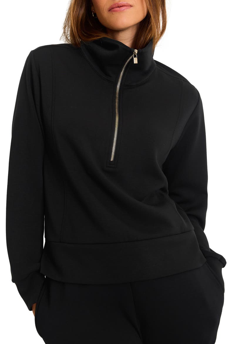 Palm Voyage Half Zip Pullover, Main, color, BLACK