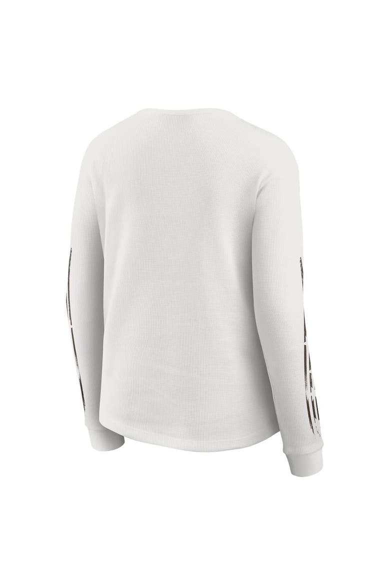 Women's WEAR by Erin Andrews  White Cleveland Browns Graphic Waffle Long-Sleeve T-Shirt, Alternate, color, White