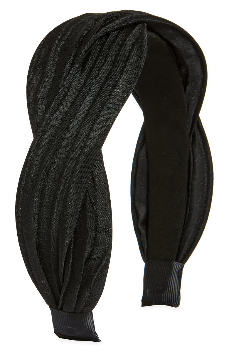Tasha Pleated Twist Headband, Main, color, Black