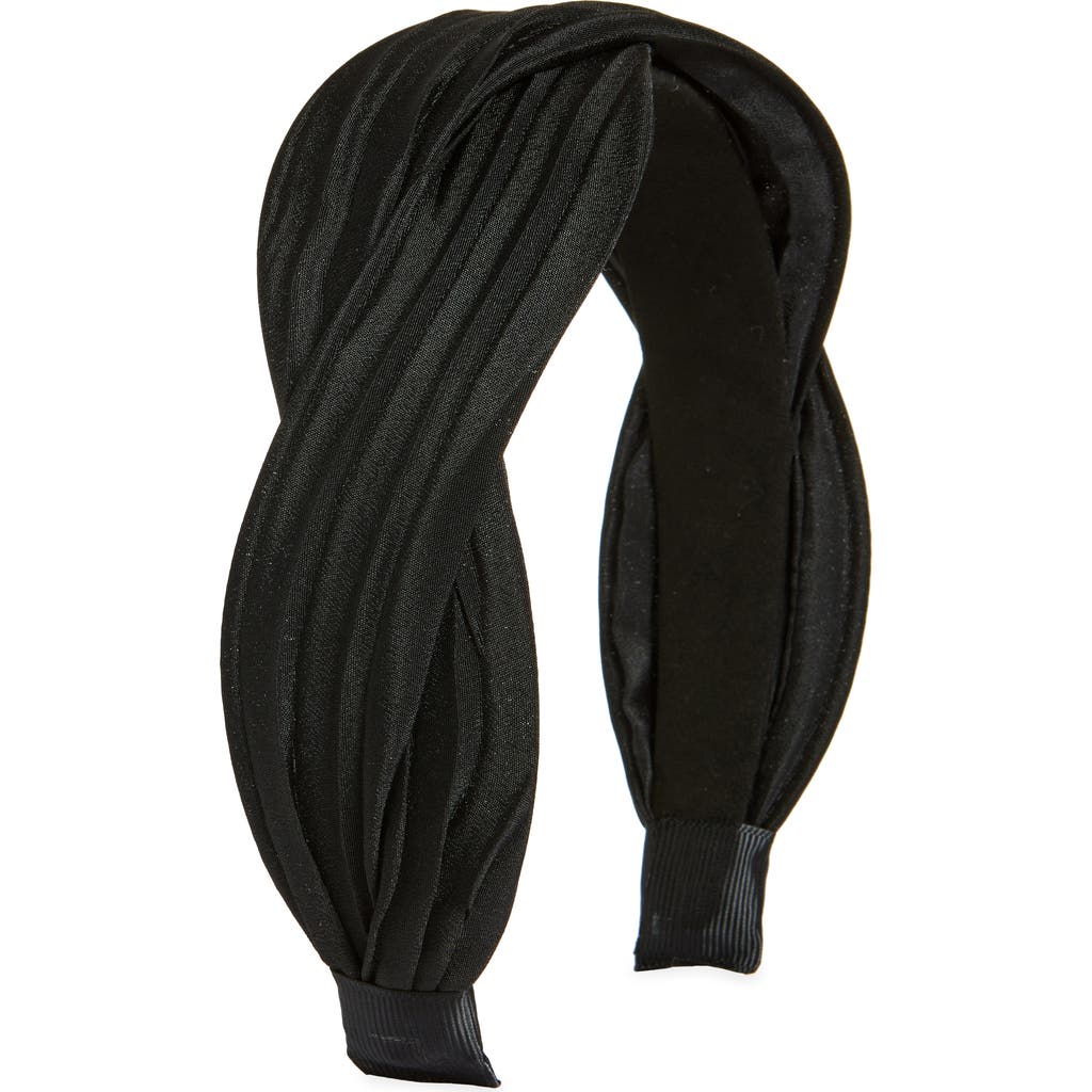 Tasha Pleated Twist Headband In Black
