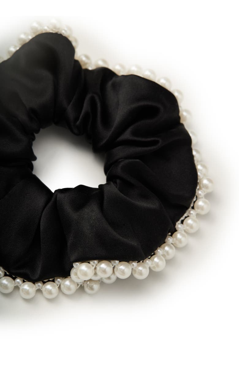 OLAH Pearl Glaze Silk Scrunchie, Alternate, color, Black Sugar