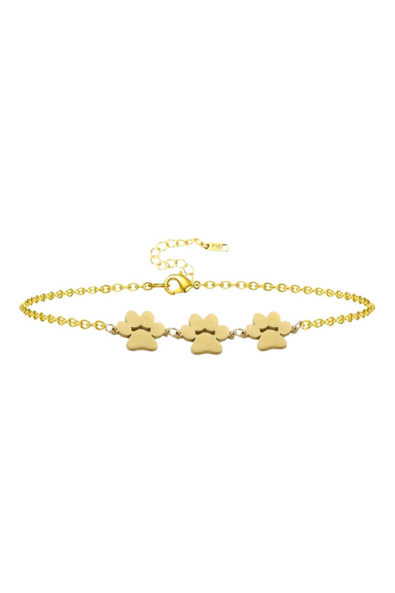 Fureverly Three Paw Print Bracelet for Pet Lovers, Main, color, Gold