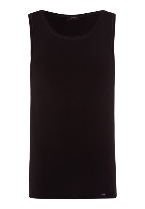 Hanro Natural Function Tencel™ And Cotton Tank Top In Deep Black