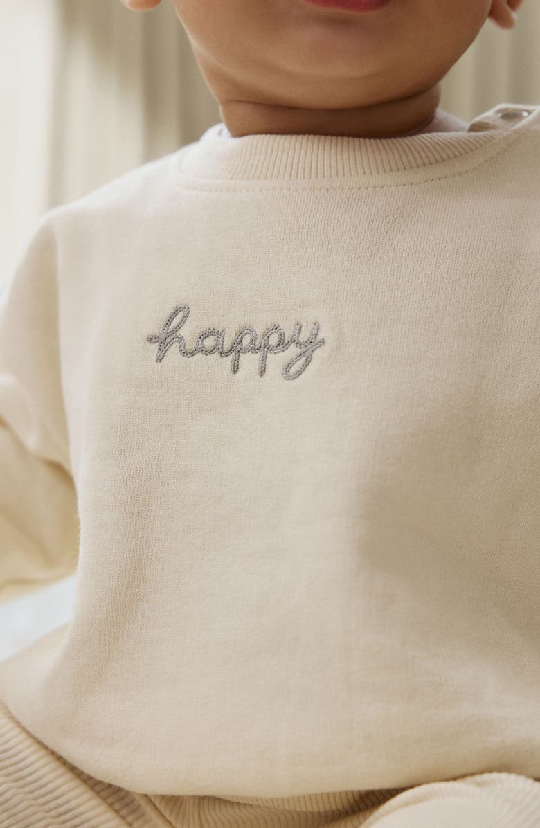 NEXT Happy Sweatshirt & Rib Leggings Set, Alternate, color, Neutral
