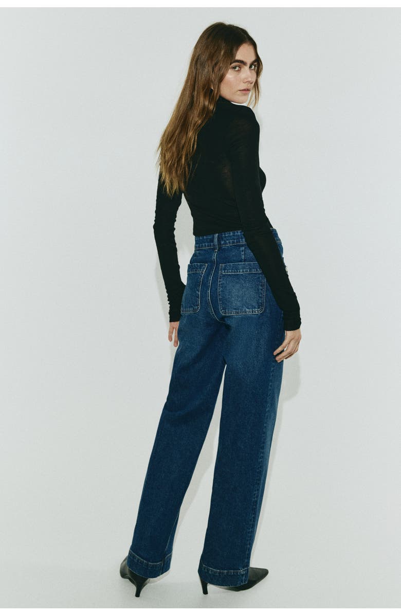 H&M Straight high jeans, Alternate, color, Denim Blue