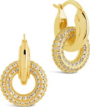 Sterling Forever Hunter CZ Interlocking Circle Drop Earrings