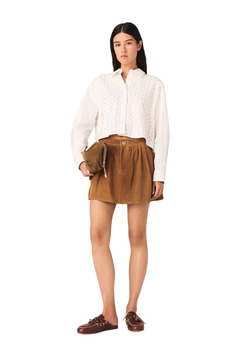 Beaded cropped shirt, Main, color, White