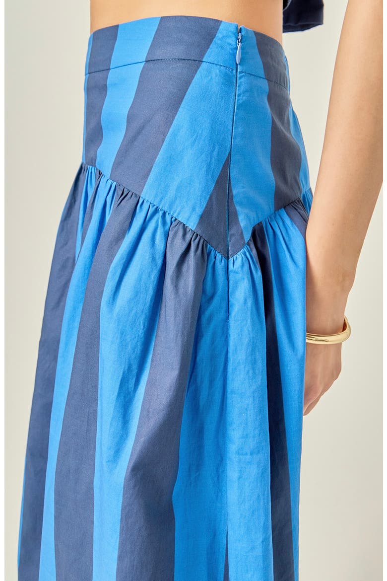 Striped Cotton Midi Skirt, Alternate, color, CORNFLOWER/ NAVY BLUE