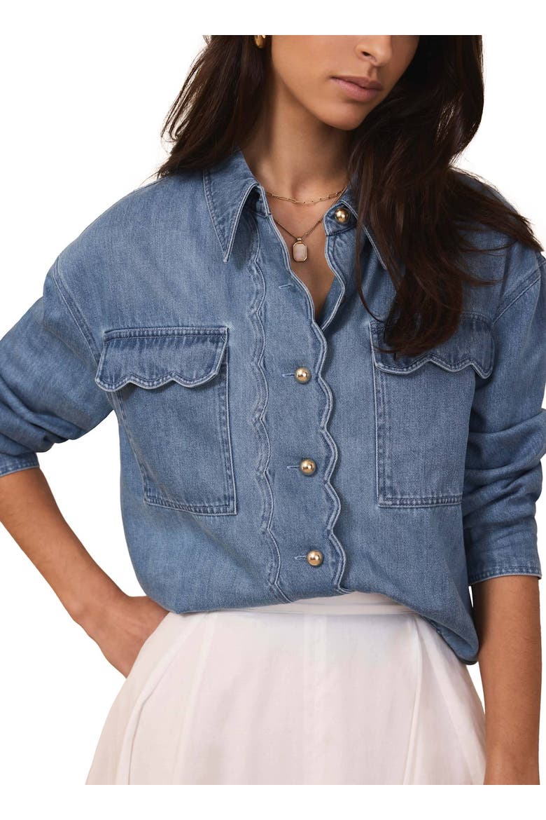 Denim Scallop Shirt, Alternate, color, Blue
