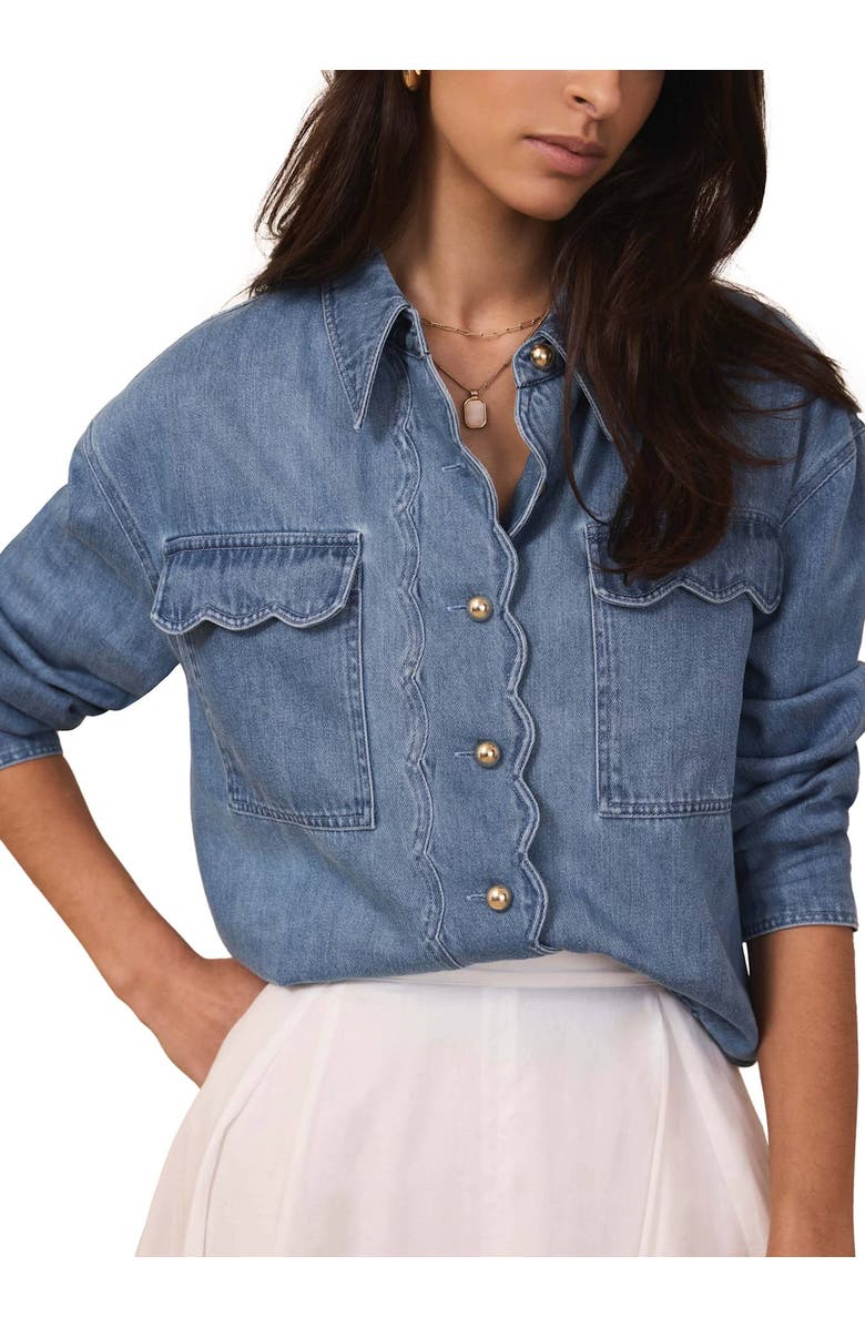 MINT VELVET Denim Scallop Shirt, Alternate, color, Blue