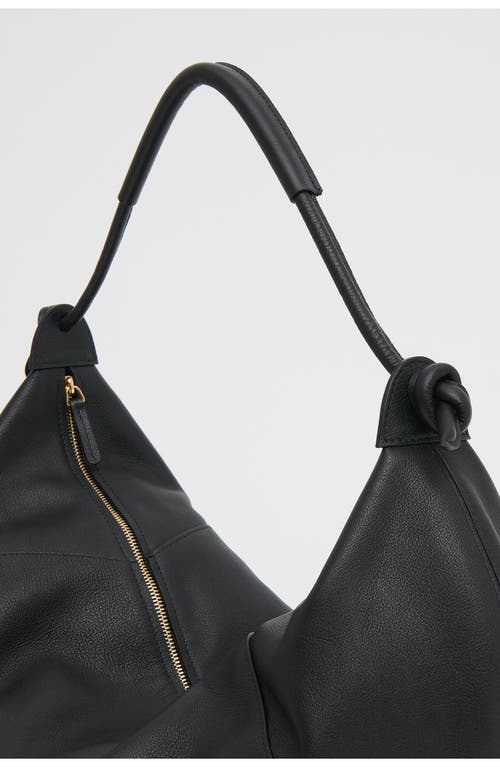 Mansur Gavriel Fortuna Leather Hobo Bag In Black