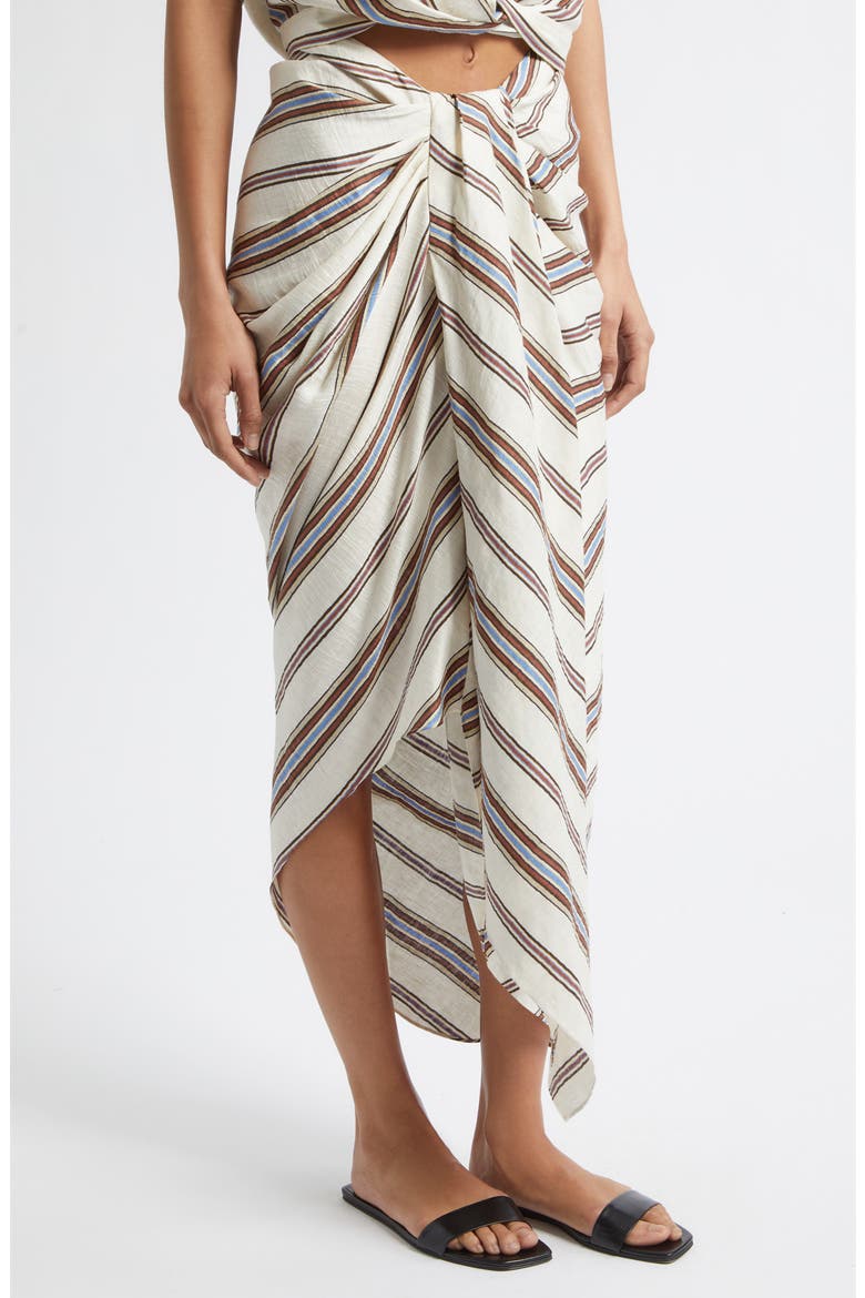 Rhodes Stripe Linen Blend Skirt, Alternate, color, PANNA MULTI