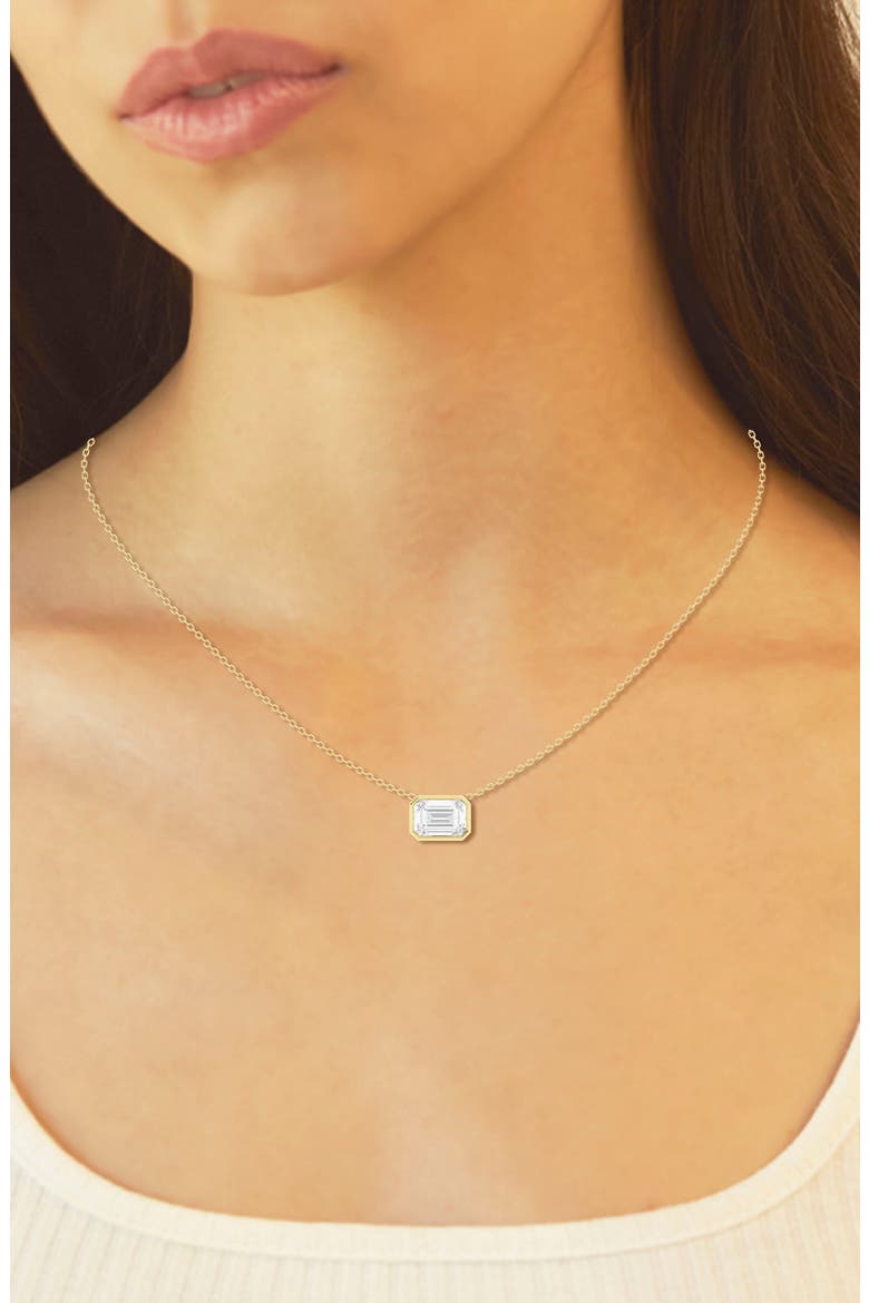 14K Gold Emerald Cut Lab-Created Diamond Pendant Necklace - .5ct, Alternate, color, 1.5 CTW YELLOW GOLD