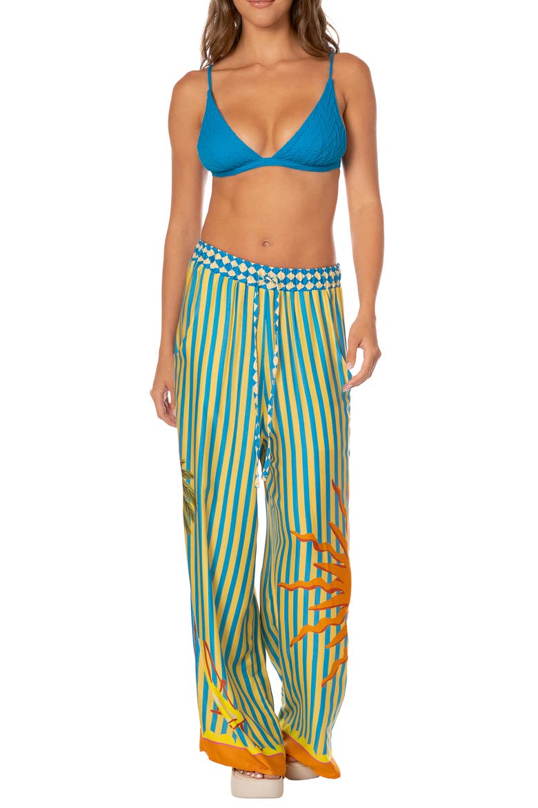 Tropic Camouflage Ophelia Cover-Up Pants, Main, color, OPEN BLUE