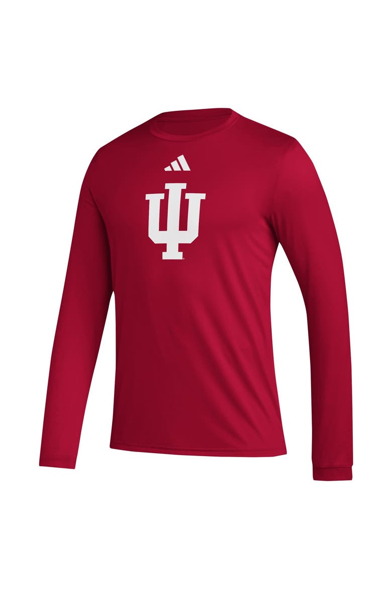 Men's adidas Crimson Indiana Hoosiers Primary Locker Logo Pre-Game Long Sleeve T-Shirt, Alternate, color, Crimson