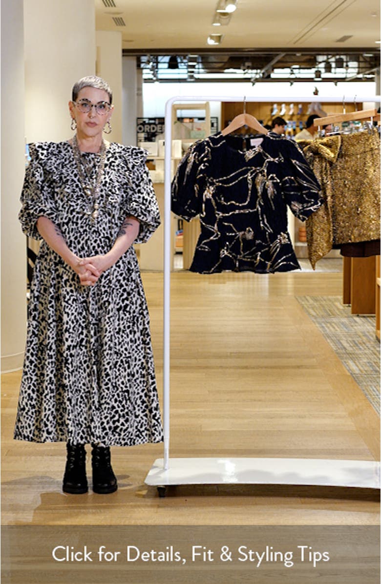 Tonje Metallic Puff Sleeve Peplum Top, sales video thumbnail