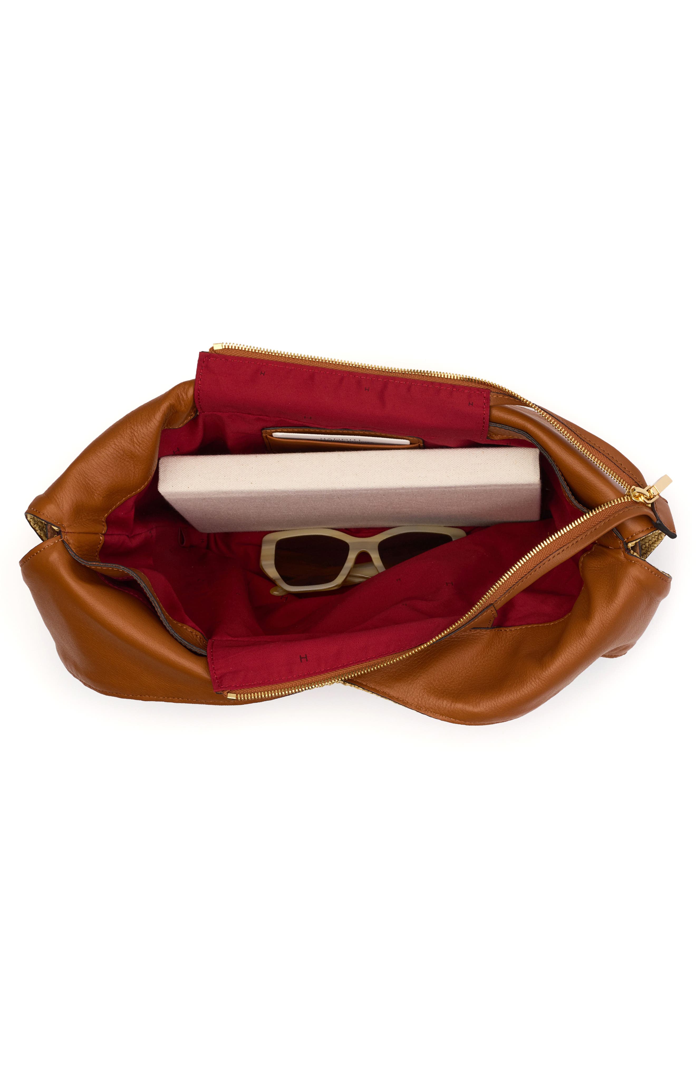 Tom Zip Hobo Bag, Alternate, color, COCOA RAFFIA/GOLD