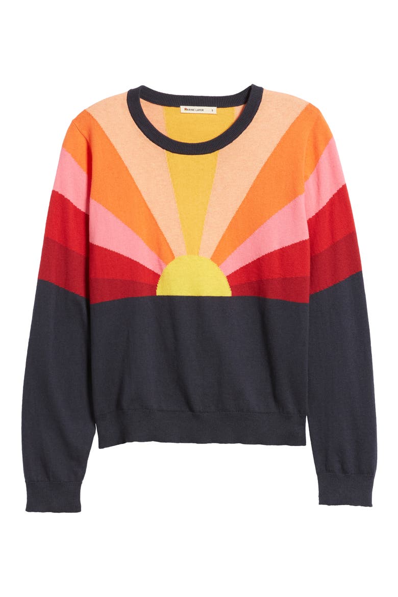 Sunset Icon Cotton Sweater, Alternate, color, NAVY SUNSET