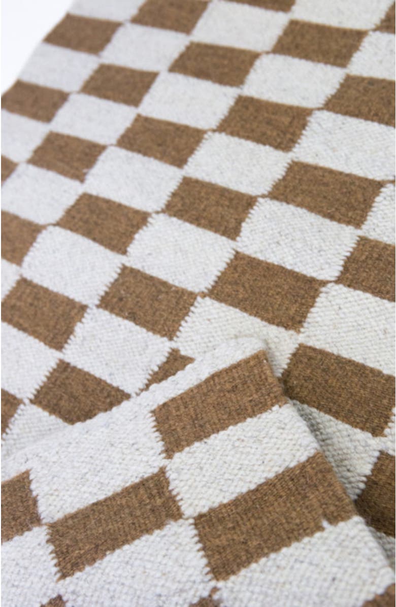Archive New York Zapotec Checkered Handwoven Flatweave Wool Rug, Alternate, color, Brown And Ivory