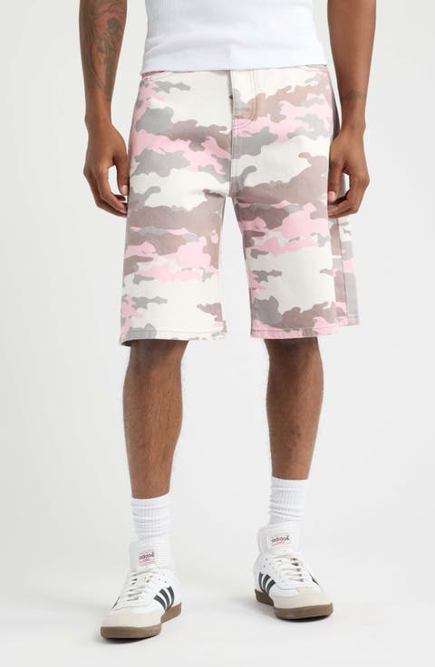 Pink Camo Cotton Canvas Shorts