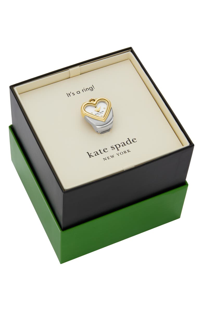 Kate Spade New York monroe two-tone heart ring watch, 20mm x 18mm, Alternate, color, 
