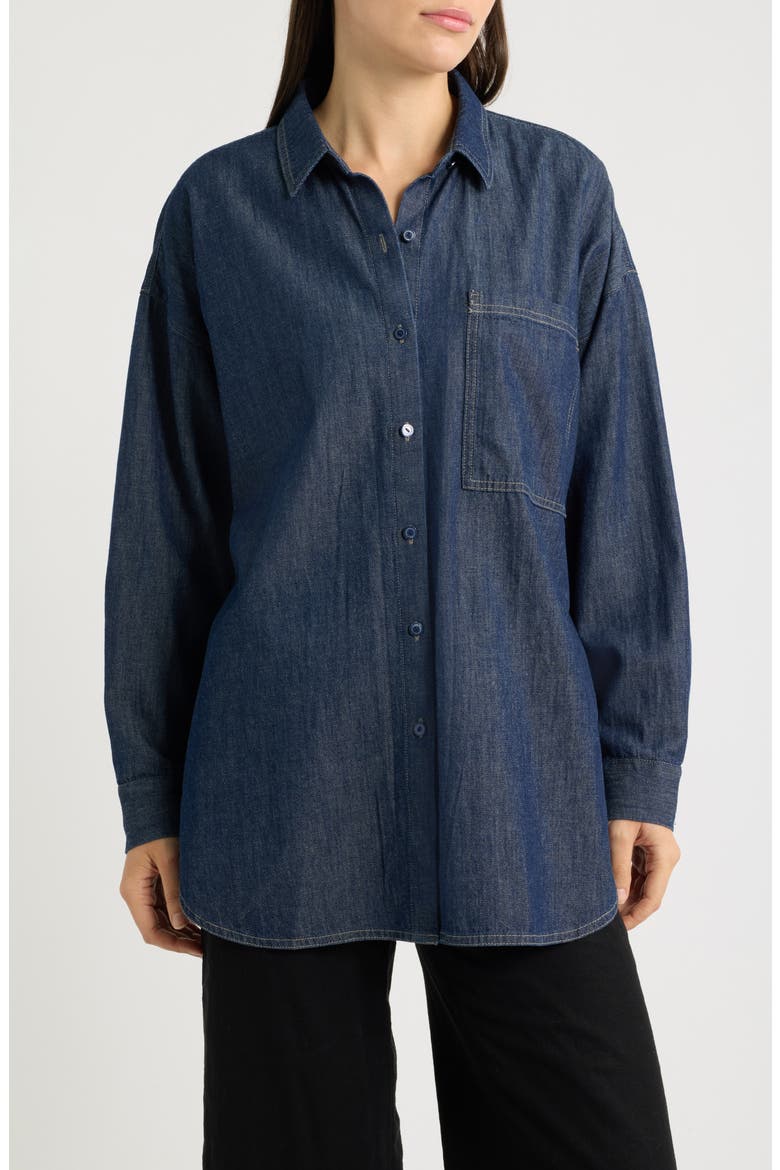 Collared Long Shirt, Main, color, DARK INDIGO