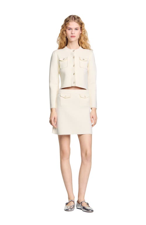 Sandro Short Rib-knit Skirt In Ecru
