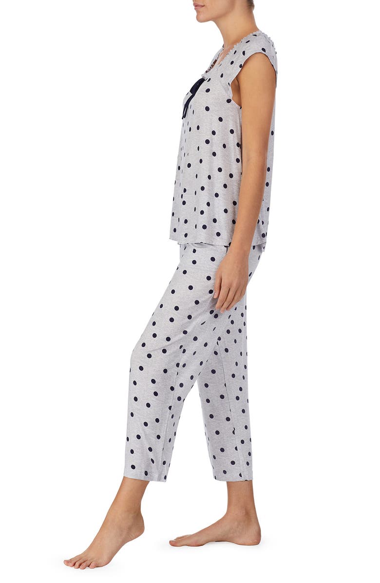 Kate Spade New York polka dot ruffle crop pajamas, Alternate, color,