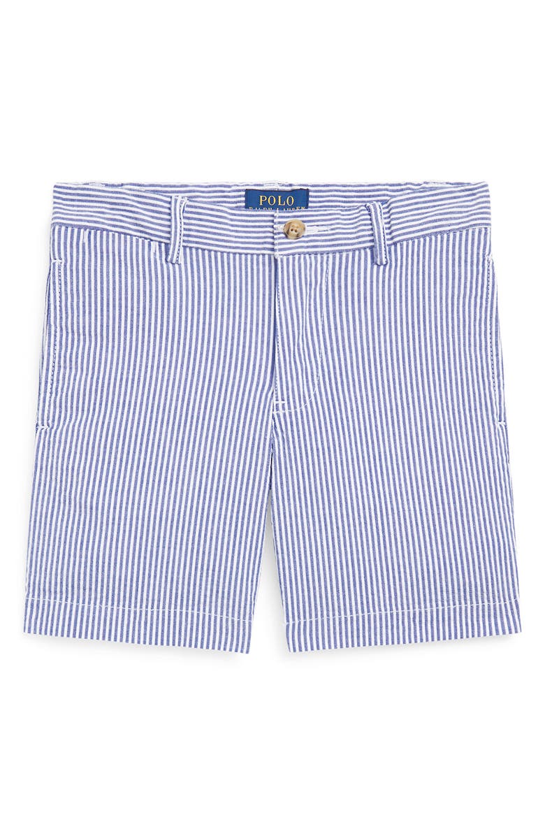Polo Ralph Lauren Kids' Stretch Cotton Seersucker Shorts, Main, color, Blue Seersucker