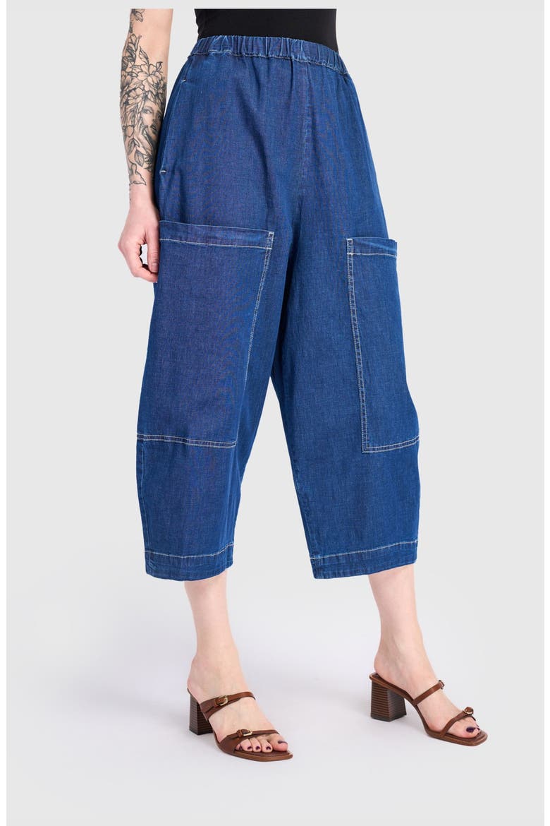 Bold Barrel Capri Pants, Main, color, Denim