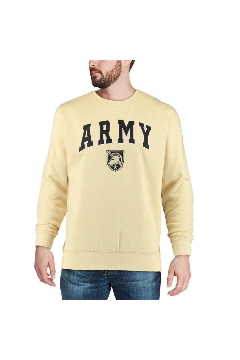Men's Colosseum Gold Army Black Knights Arch & Logo Crew Neck Sweatshirt, Alternate, color, Vegas Gold