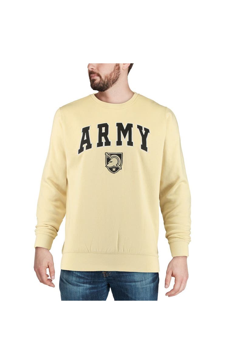 COLOSSEUM Men's Colosseum Gold Army Black Knights Arch & Logo Crew Neck Sweatshirt, Alternate, color, Vegas Gold