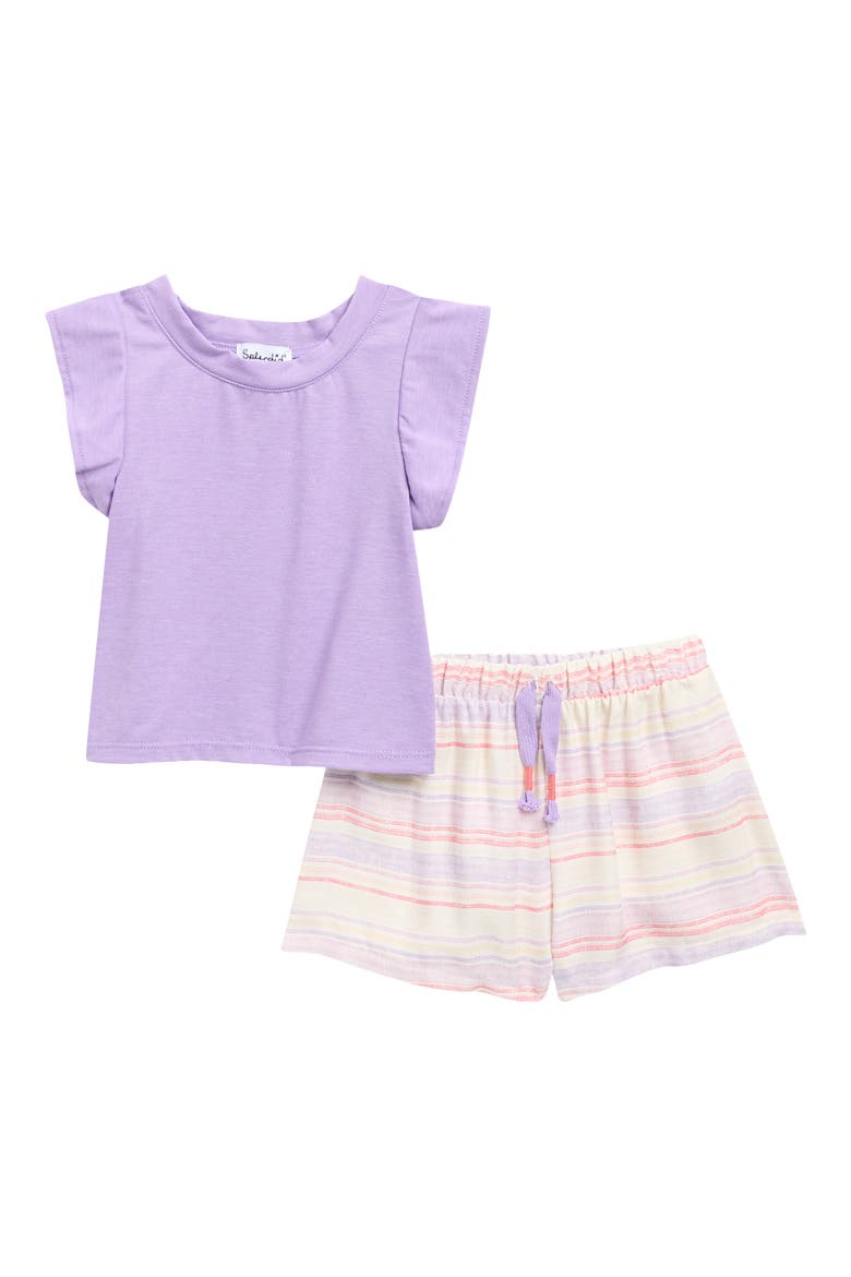 Summer Stripe Top & Shorts Set, Main, color, LAVENDER