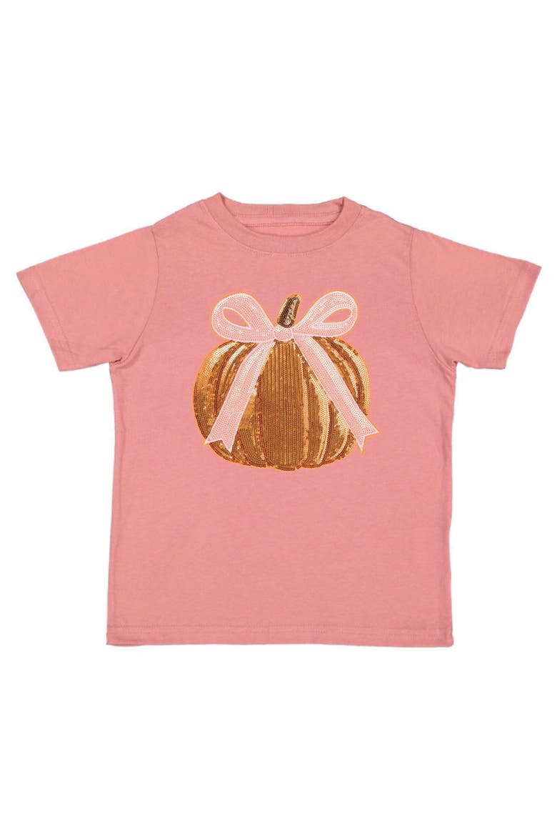 Pumpkin Sequin Patch Short Sleeve T-Shirt, Main, color, Dusty Rose