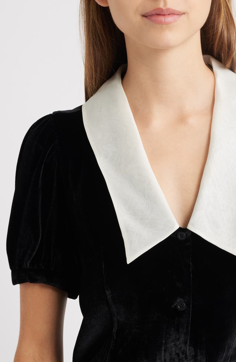 FRAME The Sailor Velvet Button-Up Top, Alternate, color, Black