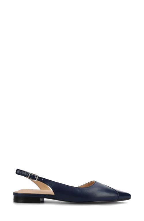 Shop Journee Collection Daphnne Cap Toe Slingback Flat In Navy