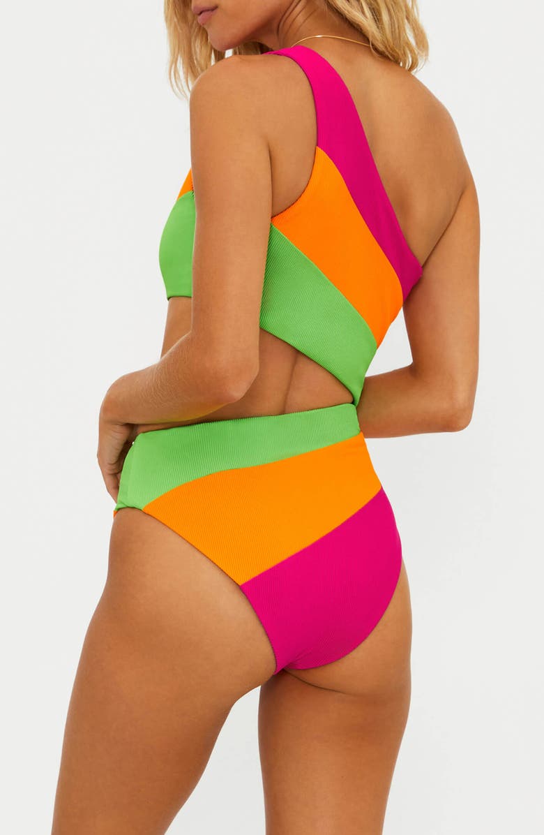 Beach Riot Joyce Stripe Cutout One-Piece Swimsuit, Alternate, color, 