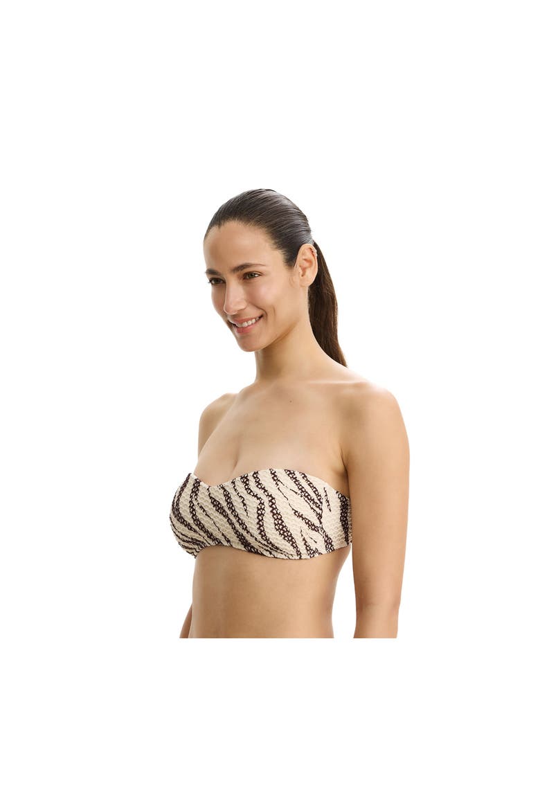 Safari Chic Textured Bandeau Bikini Top, Alternate, color, Cream-Brown
