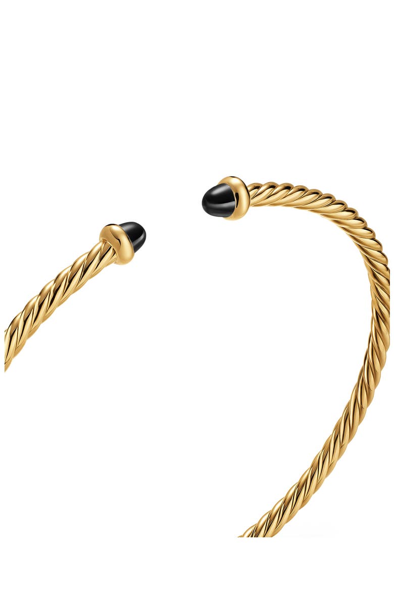 Micro Cablespira Flex Bracelet in 18K Yellow Gold with Black Onyx, 2.6mm, Alternate, color, GOLD