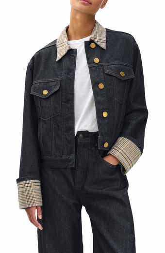 rag & bone Harriet Contrast Print Denim Trucker Jacket