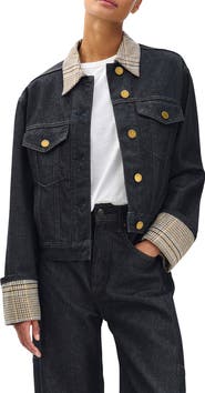 rag & bone Harriet Contrast Print Denim Trucker Jacket