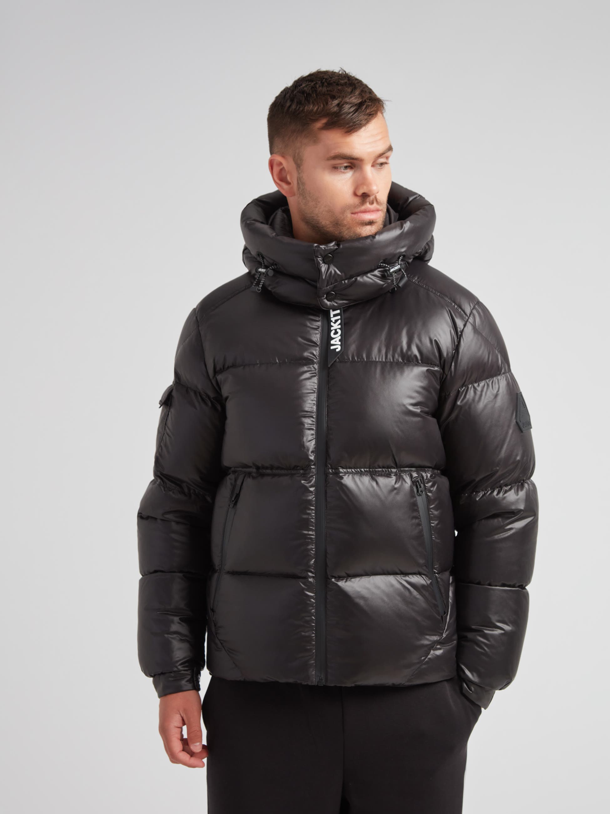 EZ Water Hooded Puffer Racer Jacket - image 3