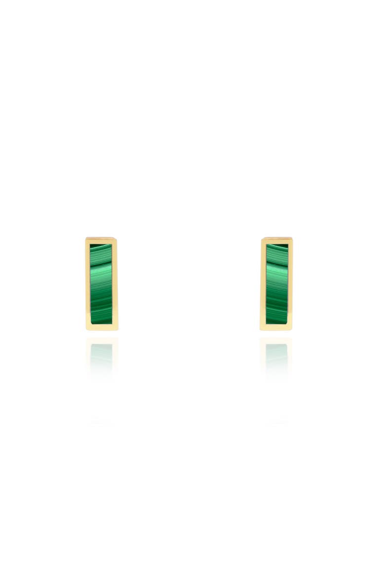 Malachite Bar Stud Earrings, Alternate, color, Green