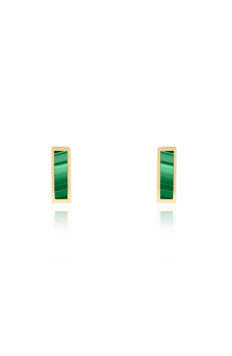 The Lovery Fine Jewelry Malachite Bar Stud Earrings, Alternate, color, Green