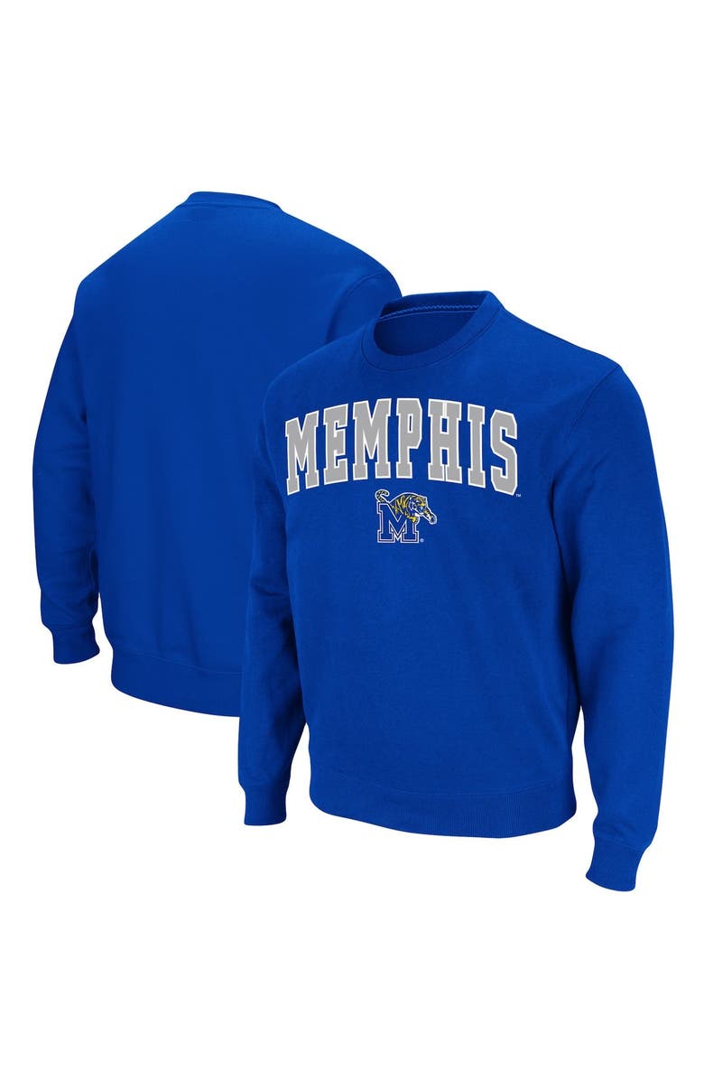 COLOSSEUM Men's Colosseum Royal Memphis Tigers Arch & Logo Tackle Twill Pullover Sweatshirt, Alternate, color, Royal