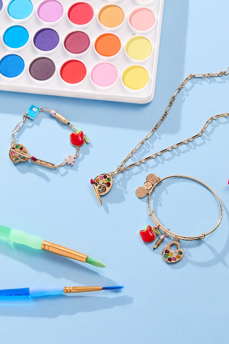 Artist Palette & Paint Brush Toggle Necklace, Alternate, color, Gold
