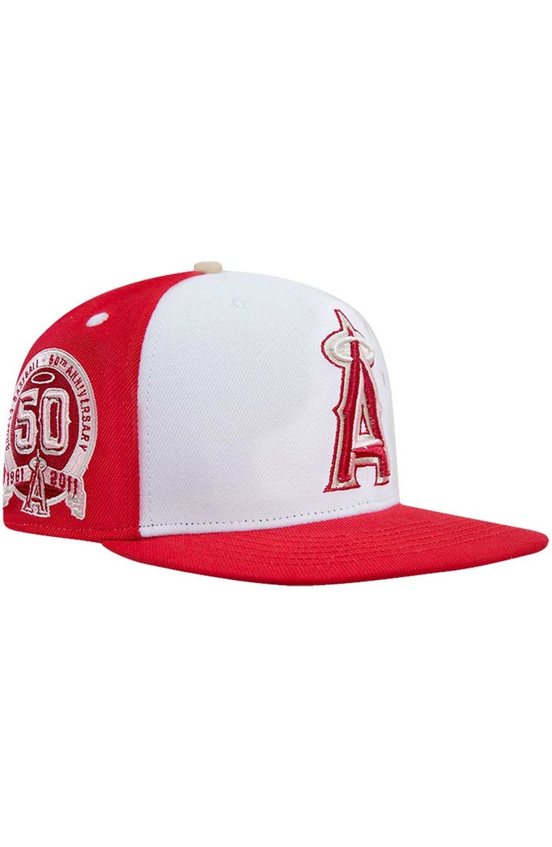 PRO STANDARD Men's Pro Standard  White/Red Los Angeles Angels Strawberry Ice Cream Drip Snapback Hat, Main, color, 