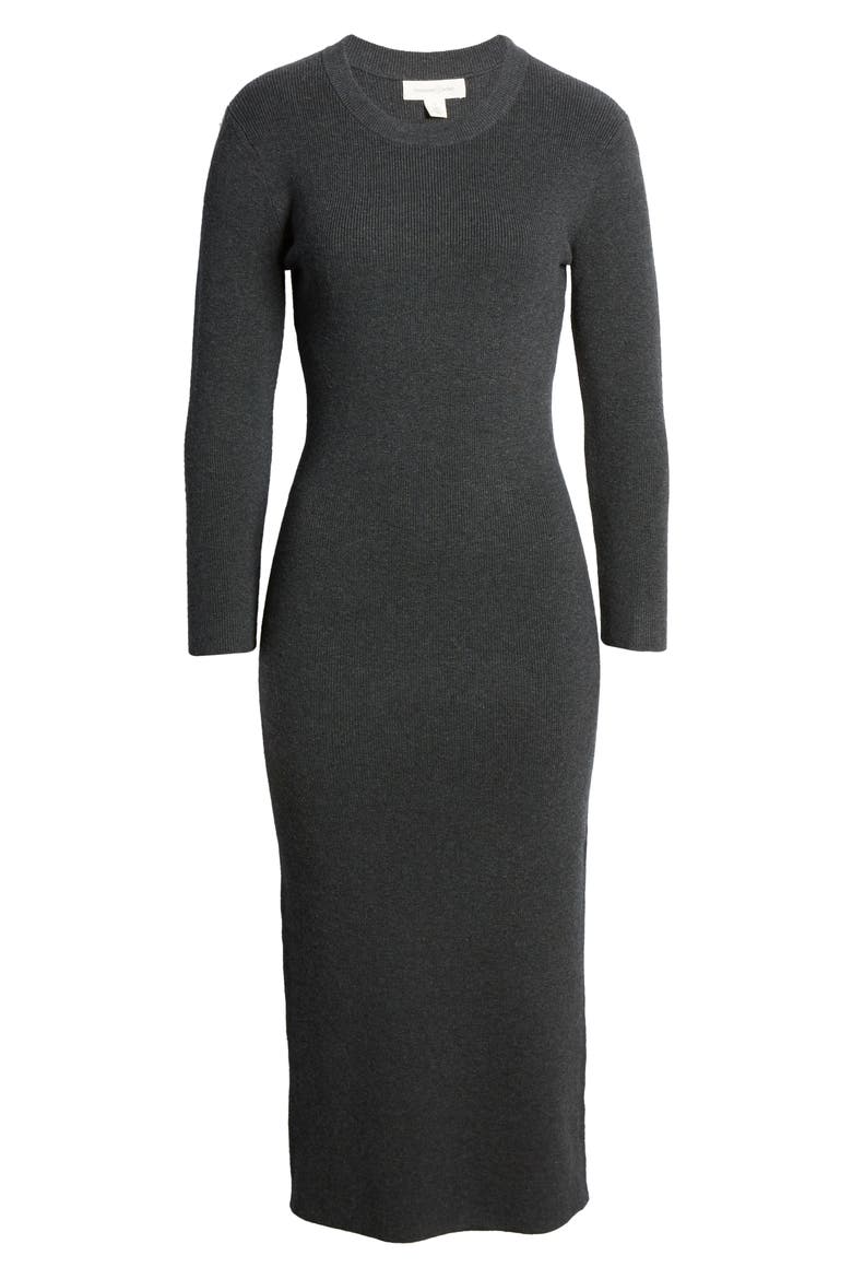 Crewneck Long Sleeve Sweater Dress, Alternate, color, GREY DARK HEATHER