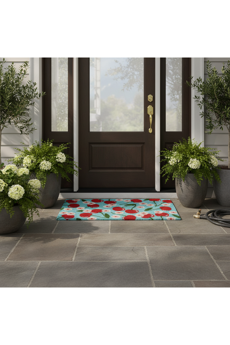 Cherries Coir Mat Multi Coir Summer, Alternate, color, Red