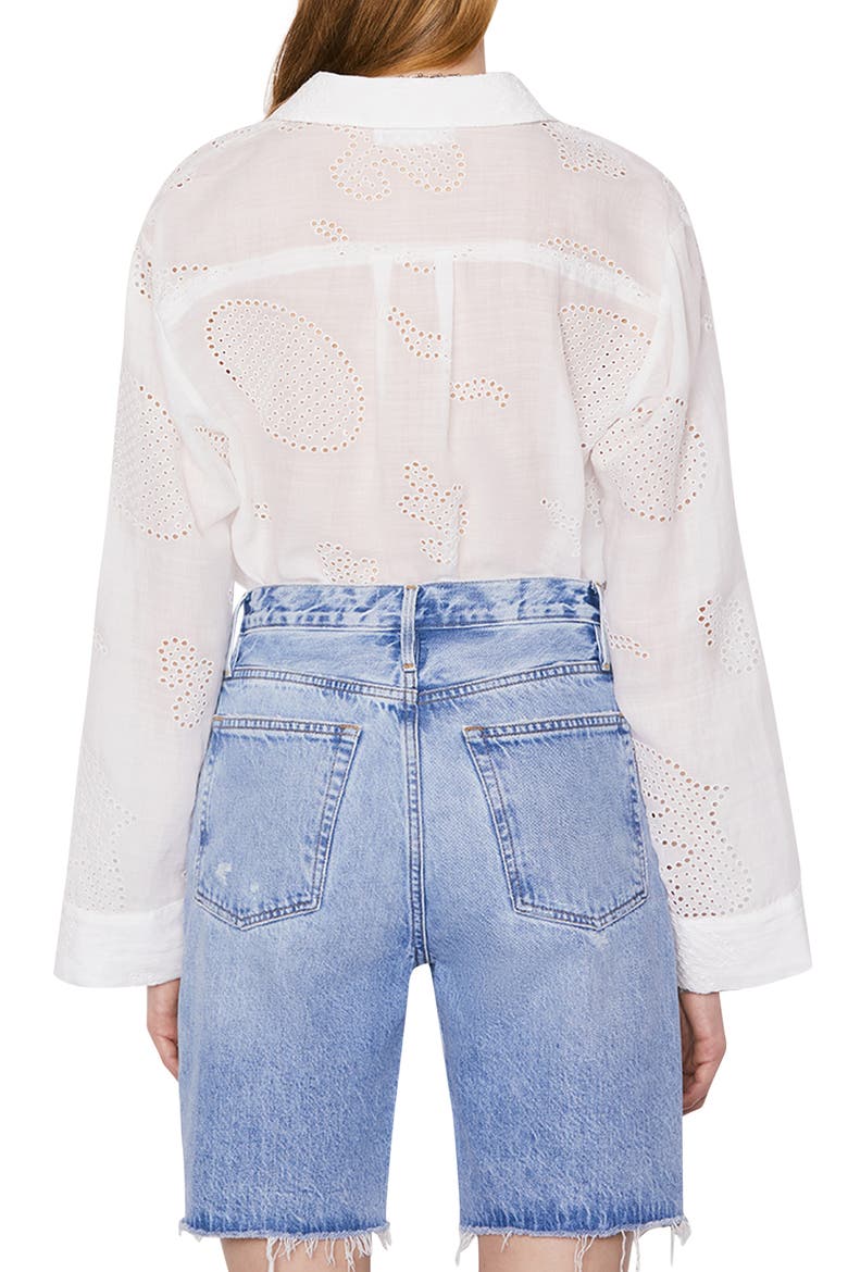 Embroidered Eyelet Button-Up Shirt, Alternate, color, BLANC